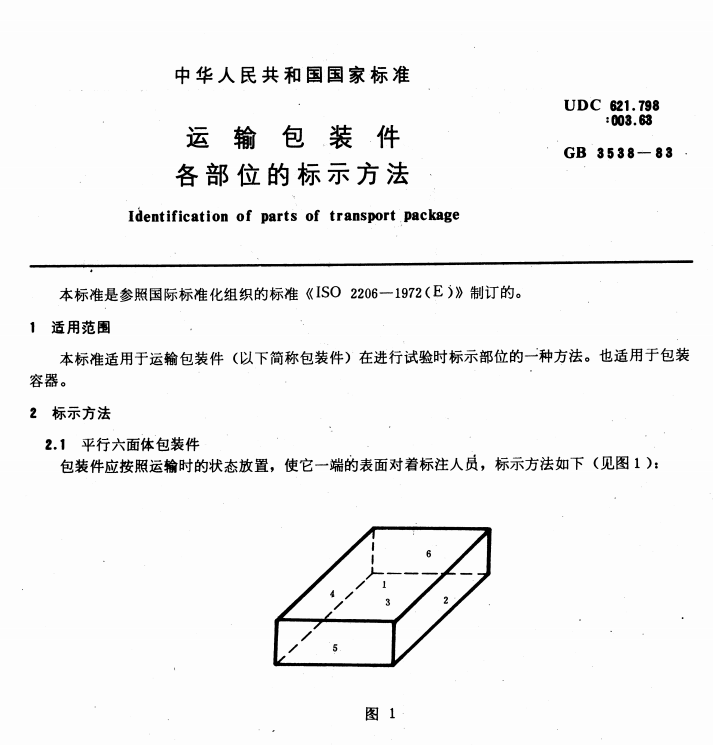 GB 3538-83 运输包装件各部位的标示方法-包印学堂
