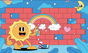 复古趣味卡通形象贴纸(AI/eps文件）-包印学堂